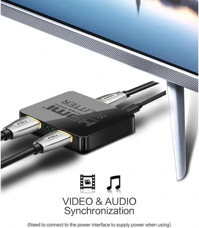 Alt view image 3 of 7 - 1x2 HDMI Splitter 1 Port to 2 HDMI Display Duplicate/Mirror - Splitter Ver 1.3 Certified for Full HD 1080P High Resolution & 3D Support (One Input To Two Outputs) - Power Cable Included