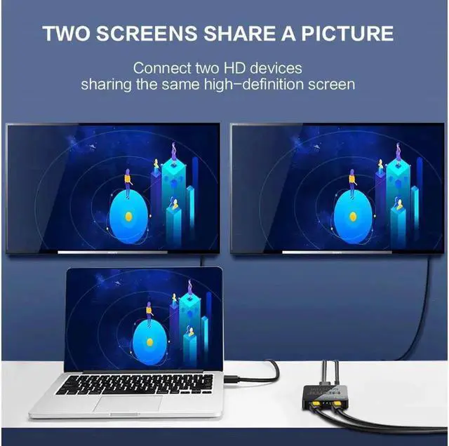 Alt view image 5 of 7 - 1x2 HDMI Splitter 1 Port to 2 HDMI Display Duplicate/Mirror - Splitter Ver 1.3 Certified for Full HD 1080P High Resolution & 3D Support (One Input To Two Outputs) - Power Cable Included