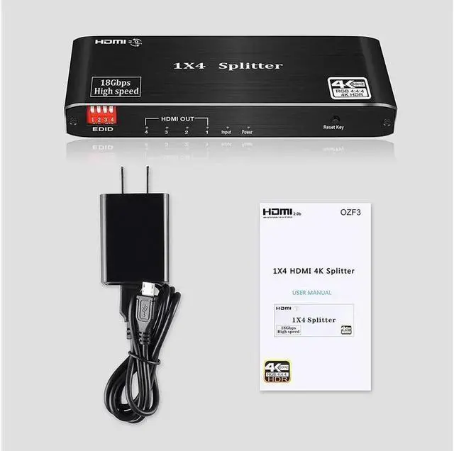Alt view image 2 of 7 - 4K 60Hz HDMI Splitter 1x4 1080P 120Hz HDMI 2.0 Splitter Converter 1 in 4 Out HDCP 2.2 UHD HLG HDR 3840x2160P for TV PS5 Xbox Game
