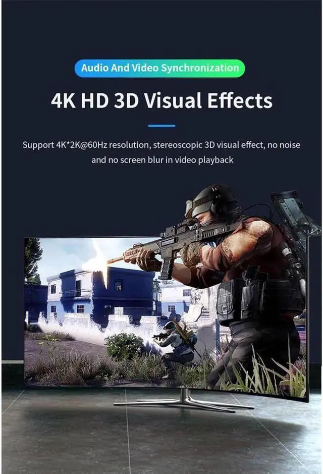 Alt view image 7 of 7 - 1x2 HDMI Splitter, 1 in 2 Out HDMI Splitter Audio Video Distributor Box Support 3D & 4K x 2K Compatible for HDTV, STB, DVD, PS3, Projector Etc