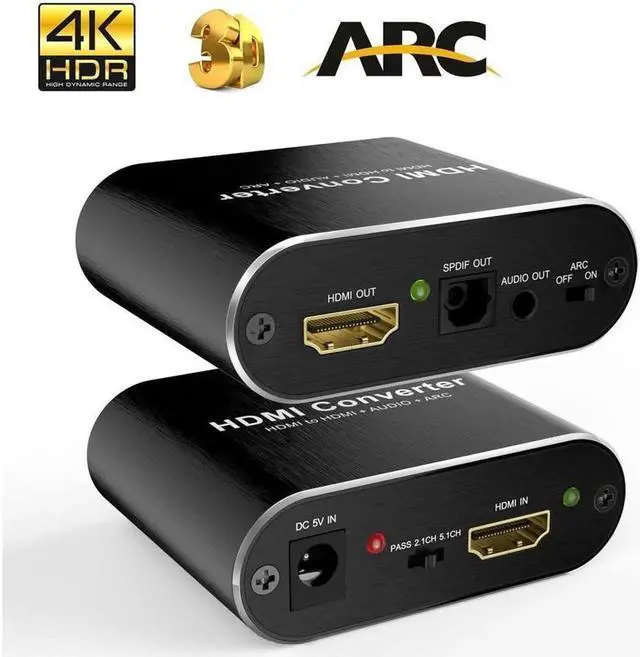 Main image of 4K60Hz HDMI Audio Extractor 4K@60Hz HDMI to HDMI + Optical Toslink SPDIF+3.5mm Audio Output HDMI Audio Converter Adapter Embedder Support 5.1 ARC 1080P 3D Suit for Fire Stick Xbox,Laptop
