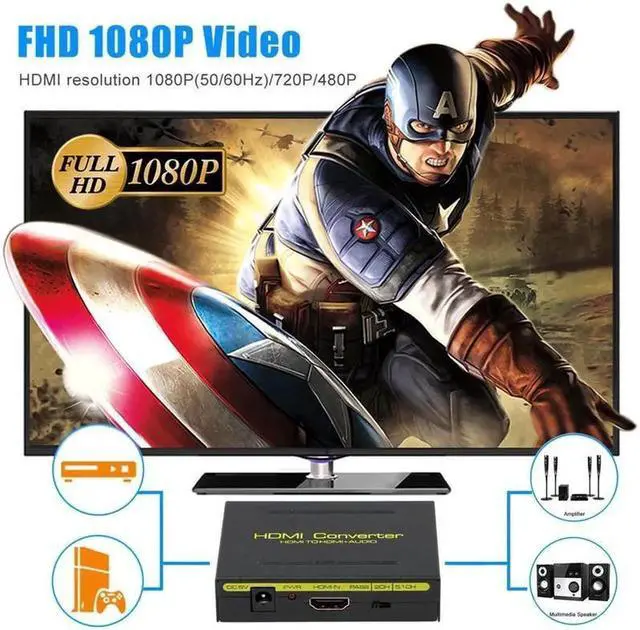 Alt view image 7 of 7 - 4k HDMI To HDMI Optical+SPDIF+RCA L/R Extractor Converter Audio Splitter Adapter 1080P for Blu-ray DVD Player Sky HD Box PS3 PS4 for Blu-ray DVD Player Sky HD Box PS3 PS4