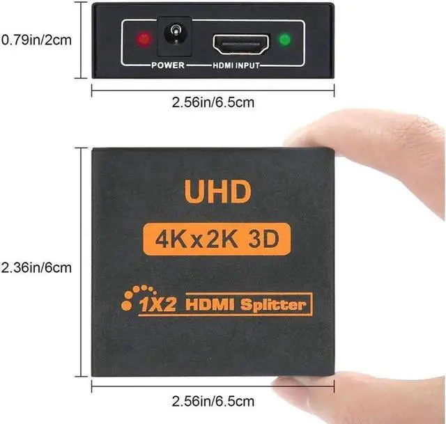 Alt view image 6 of 7 - HDMI Splitter 1 in 2 Out, 1x2 HDMI Splitter Support 4K@30Hz Full HD 1080P & 3D, Compatible with Xbox PS3/4 Roku Blu-Ray Player