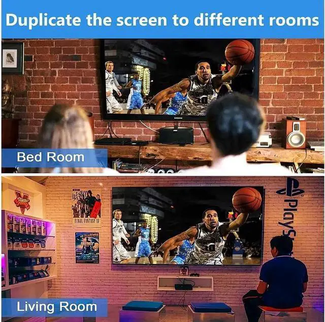 Alt view image 4 of 7 - HDMI Splitter 1 in 2 Out, HDMI Splitter 1x2 Power 4K HDMI Splitter with 3.5mm & SPDIF audio out, 4K@60Hz Dual Monitors Duplicate/Mirror for PS4 Fire Stick HDTV