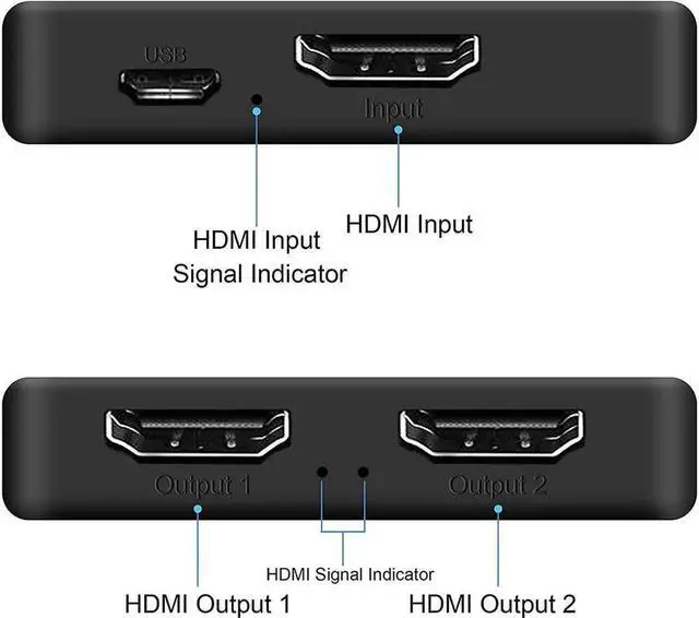 Alt view image 4 of 7 - 4K@60Hz HDMI Splitter 1 in 2 Out 1x2 Powered HDMI Splitter for Dual Monitors, Full HD HDMI 1080P/ 3D/ 4K Dual Monitors Duplicate/Mirror for PS4 Fire Stick HDTV