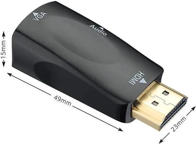 Alt view image 7 of 7 - HDMI to VGA Converter Adapter with 3.5mm Audio Port for PC,Laptop,DVD,Projector,HDTV,Xbox,STB,Intel Nuc,Chromebook,Android TV Box and Other HDMI Devices-Black