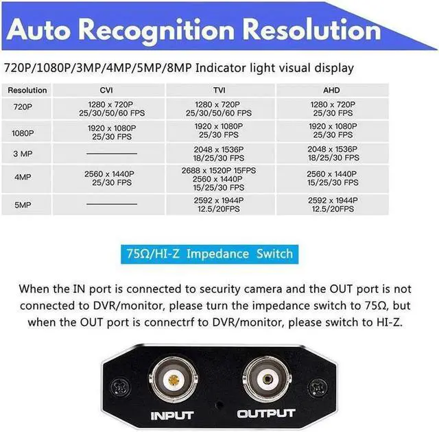 Alt view image 4 of 7 - BNC AHD TVI CVI CVBS to HDMI Video Converter, Full HD 4K 8MP/5MP/4MP/3MP/1080P/720P BNC to HDMI Converter Adapter for Monitor HDTV DVR