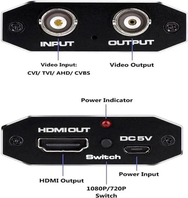 Alt view image 7 of 7 - BNC AHD TVI CVI CVBS to HDMI Video Converter, Full HD 4K 8MP/5MP/4MP/3MP/1080P/720P BNC to HDMI Converter Adapter for Monitor HDTV DVR