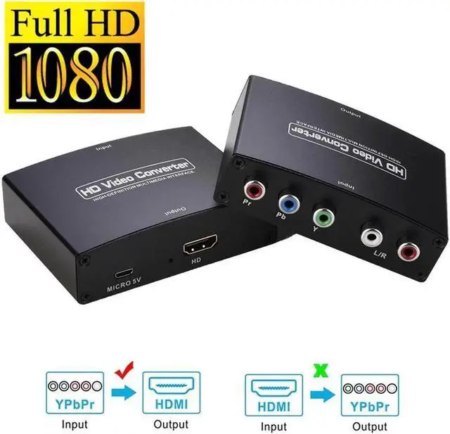 Main image of Component YPbPr to HDMI Converter, YPbPr Component RGB + R/L Audio to HDMI Converter v1.4 Support 1080P for HDTV PS3 PS4 HDVD Player Wii Xbox and More (OZSC-1)