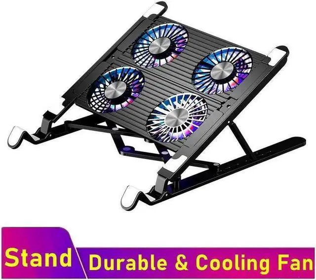 Main image of Laptop Tablet Ultrabook Stand for Desk Portable Adjustable Laptop Tablet Mount with 4 High-speed Cooling Fan Foldable MacBook Anti-Slip Laptop Tablet Riser for 11-17.3"Laptop Tablets