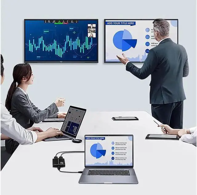 Alt view image 4 of 6 - USB C to Dual HDMI Adapter with Power Delivery and 3.5mm Audio Jack, 4K@60Hz Two Monitor Displays, Supports Windows Chrome Mac, Compatible with Type C and Thunderbolt 3 Port