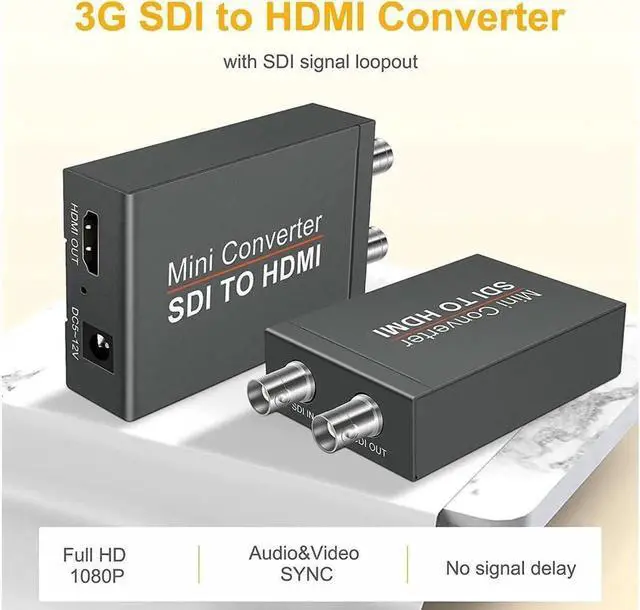 Alt view image 5 of 6 - 1080P SDI to HDMI Video Mini Converter with Audio Embedder SDI to HDMI Adapter for SD-SDI, HD-SDI and 3G-SDI Signals SDI Loopout with Power Supply (OZH5)