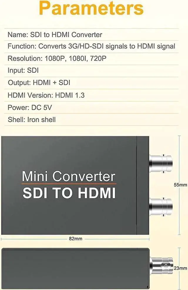 Alt view image 4 of 6 - 1080P SDI to HDMI Video Mini Converter with Audio Embedder SDI to HDMI Adapter for SD-SDI, HD-SDI and 3G-SDI Signals SDI Loopout with Power Supply (OZH5)