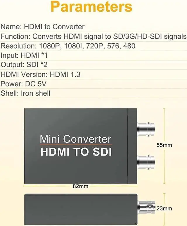 Alt view image 5 of 7 - 1080P HDMI to SDI Converter Adapter, With Power Supply