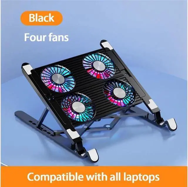 Main image of Laptop Tablet Stand Adjustable with 4 High-speed Fan, Notebook Holder : Foldable Detachable Laptop Tablet Riser for Desk, Compatible with 11-17.3" MacBook Air Pro, XPS, More Notebooks
