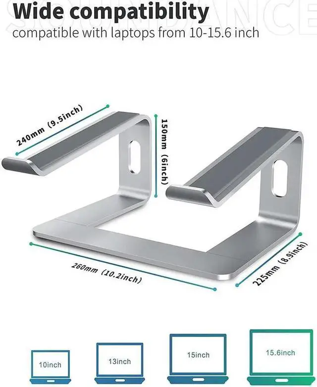 Alt view image 6 of 7 - Laptop Stand Laptop Holder for Desk, Laptop Riser, Portable Laptop Stand Detachable, Ergonomic Stand with Phone Holder for MacBook, Notebook, All 10-15.6" Laptops Tablet, (Silver)