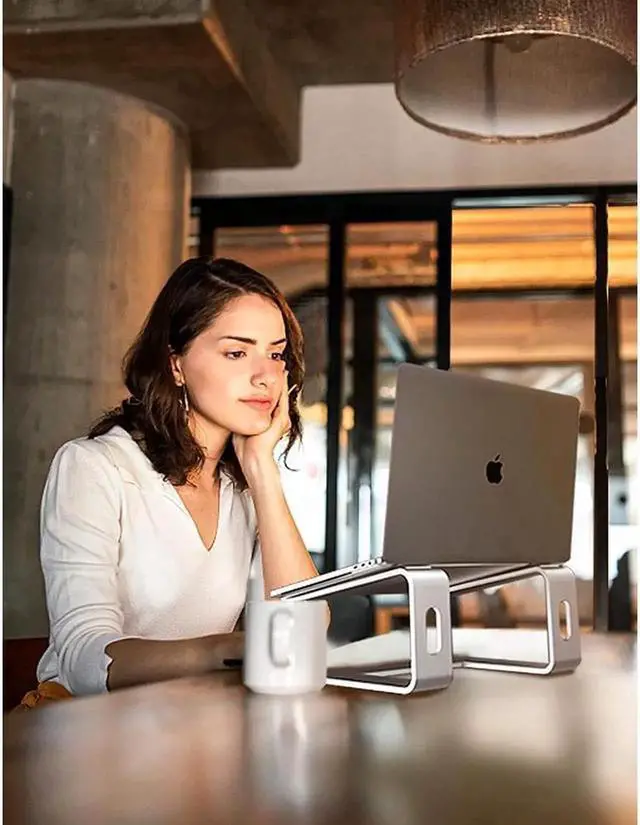 Alt view image 2 of 7 - Laptop Stand Laptop Holder for Desk, Laptop Riser, Portable Laptop Stand Detachable, Ergonomic Stand with Phone Holder for MacBook, Notebook, All 10-15.6" Laptops Tablet, (Silver)