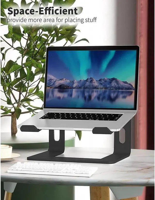 Alt view image 3 of 7 - Laptop Stand Adjustable, Notebook Holder : Aluminum Detachable Laptop Riser for Desk, Compatible with 10-15.6" MacBook Air Pro, XPS, More Notebooks - (Black)