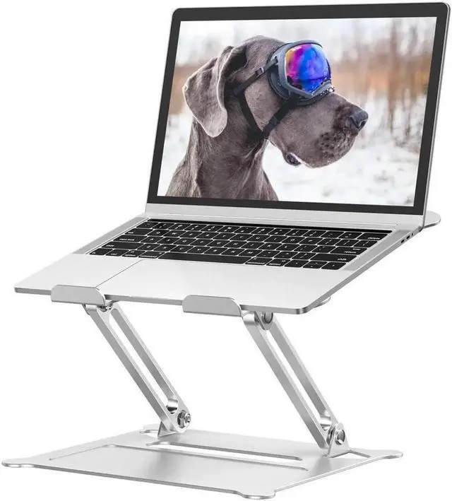 Main image of Laptop Stand Adjustable, Notebook Holder : Aluminum Foldable Laptop Riser for Desk, Compatible with 10-17" MacBook Air Pro, XPS, More Notebooks - (Z19-Silver)