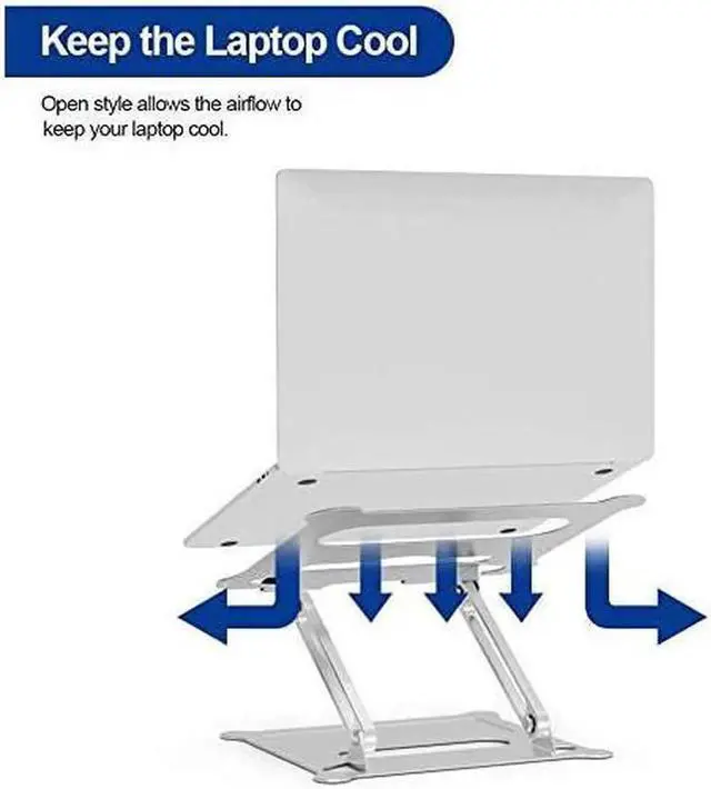 Alt view image 7 of 7 - Laptop Stand Adjustable, Notebook Holder : Aluminum Foldable Laptop Riser for Desk, Compatible with 10-17" MacBook Air Pro, XPS, More Notebooks - (Z19-Silver)
