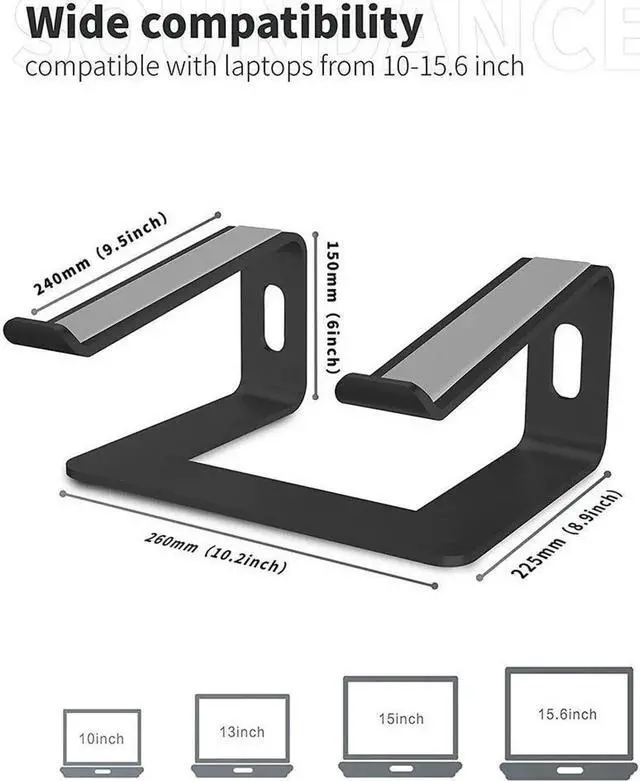 Alt view image 6 of 7 - Laptop Stand Adjustable, Notebook Holder : Aluminum Detachable Laptop Riser for Desk, Compatible with 10-15.6" MacBook Air Pro, XPS, More Notebooks - (Black)