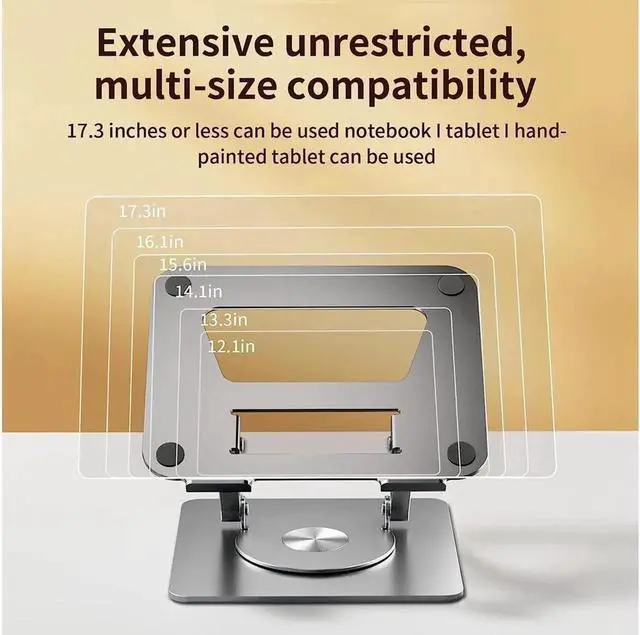 Alt view image 5 of 7 - Swivel Adjustable Laptop Stand, 360° Rotating of Aluminum Laptop Stand for Desk, Laptop Riser with Mechanical Sound, Laptop Computer Stand Compatible with 10-17.3 inch Laptop, Gray