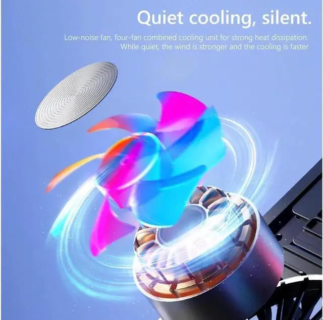 Alt view image 7 of 7 - Ergonomic Foldable Laptop Tablet Cooling Stand. Protable Ultrabook notebook macbook pro computer riser desktop holder with 4 High-speed Fan,For All Laptop Tablets 11-17.3" MacBook Pro