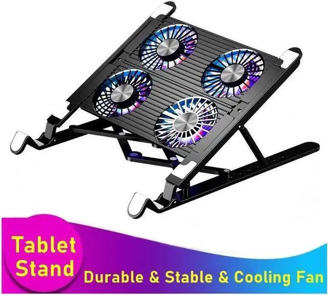 Alt view image 5 of 7 - Ergonomic Foldable Laptop Tablet Cooling Stand. Protable Ultrabook notebook macbook pro computer riser desktop holder with 4 High-speed Fan,For All Laptop Tablets 11-17.3" MacBook Pro