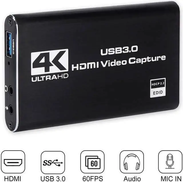 Alt view image 6 of 6 - Capture Card Video Capture Card 4K1080P 60FPS HDMI Capture Card Switch, Game Capture Card USB3.0 for Live Streaming Video Recording Screen Capture Device Work with PS4/PC/OBS/DSLR/Camera
