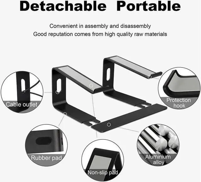 Alt view image 6 of 7 - Laptop Stand Ergonomic Aluminum Laptop Mount Computer Stand Detachable Laptop Riser,Notebook Holder Stand Compatible with MacBook Pro/Air Samsung Huawei,All 10-15.6" Laptops(Black)