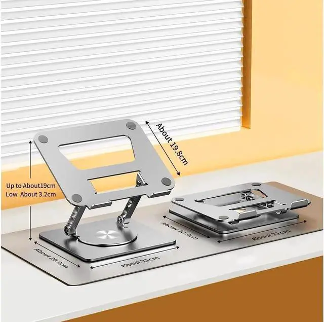 Alt view image 3 of 6 - Laptop Cooling Stand, 360 Degree Swivel Adjustable Ergonomic Portable Aluminum Laptop Holder, Foldable Computer Stand Anti-Slip Laptop Riser Compatible with 9-17.3 inch Laptops (Silver)