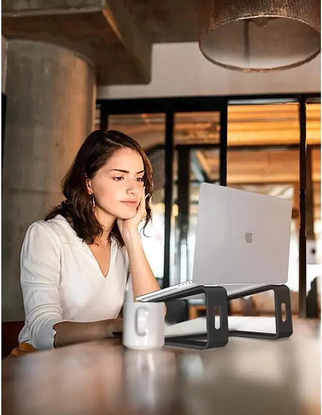 Alt view image 3 of 7 - Laptop Stand, Aluminum Ergonomic Laptops Elevator for Desk, Sturdy & Protective Computer Riser, Cooling Better Metal Holder Compatible with 10 to 15.6 inches Notebook Computer, Black