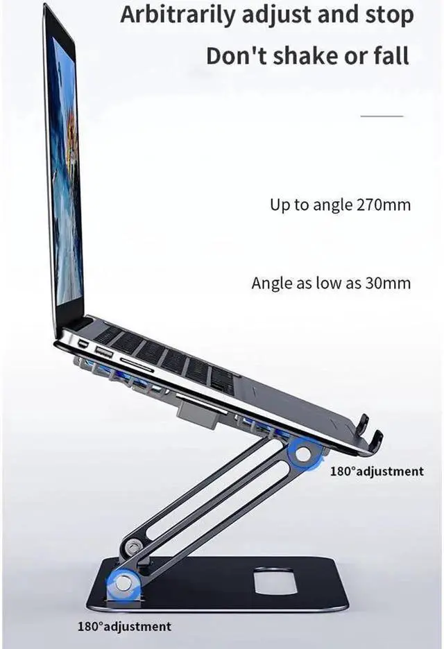 Alt view image 3 of 6 - Ergonomic Foldable Laptop Tablet Cooling Stand Aluminum Protable Ultrabook notebook macbook computer riser desktop holder with 2 High-speed Fan,For All Laptop Tablets 11-17.3"MacBook Pro
