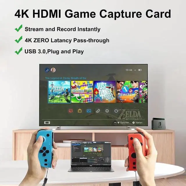 Alt view image 7 of 7 - Capture Card Nintendo Switch, 4K 1080P 60FPS Video Capture Card, Game Capture Card, HDMI to USB/Type-C Capture Card for Streaming Work with PS4/PC/OBS/Camera