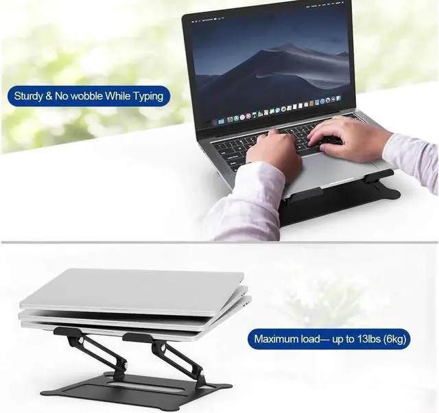 Alt view image 5 of 6 - Laptop Stand, Adjustable Computer Stand for Laptop Ergonomic Laptop Riser, Portable Laptop Holder Compatible for All iPad Series and10 to 17 Inches Notebook Computer (Z19-Black)