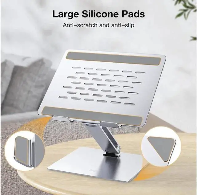 Alt view image 3 of 6 - Swivel Laptop Stand, Aluminum Computer Riser, Ergonomic Laptop Holder Stand for Desk, Portable Laptop Riser Compatible for 10-17.3 Inches MacBook, Samsung