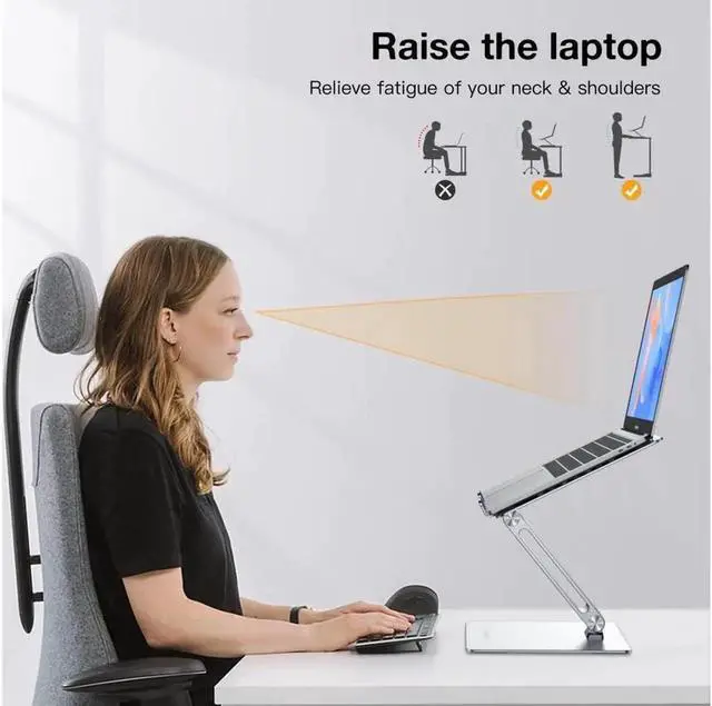 Alt view image 6 of 6 - Swivel Laptop Stand, Aluminum Computer Riser, Ergonomic Laptop Holder Stand for Desk, Portable Laptop Riser Compatible for 10-17.3 Inches MacBook, Samsung