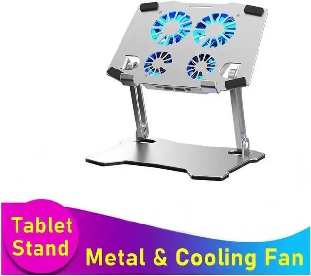 Main image of Tablet Stand with 4 High-speed Cooling Fan, Adjustable Height Tablet Stand for Desk, Ergonomic Portable Computer Stand Riser for MacBook Pro/Air 10-13.5" Tablets