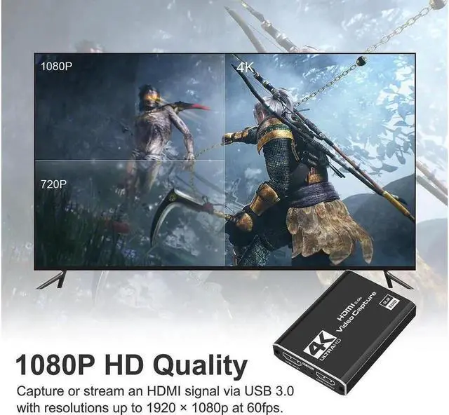 Alt view image 3 of 6 - 4K Audio Video Capture Card,HD Video Capture,HDMI USB 3.0 Video Grabber Device, 4K 1080P 60FPS for Game Recording, Live Streaming Broadcasting with Mic & HDMI Loop-Out