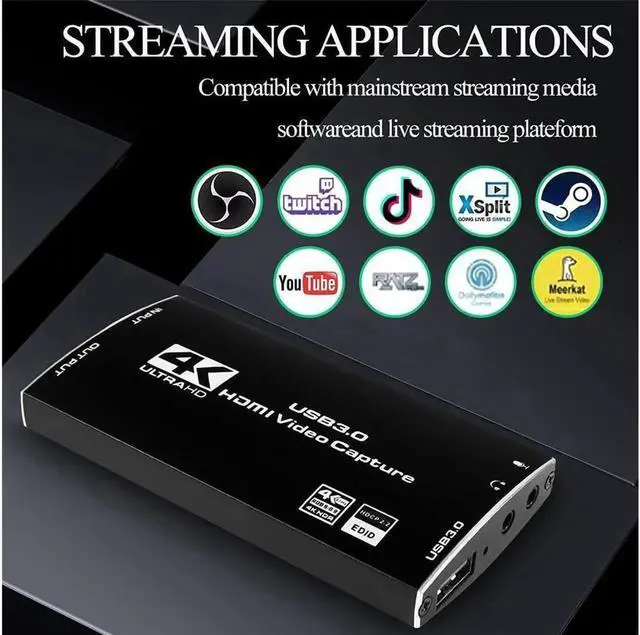 Alt view image 2 of 7 - 4K@60hz HDMI-Compatible Video Capture Card Live Recording Box 4K USB 3.0 Video Card for Game Live Streaming Support HDR, EDID, HDCP2.2 for PS4 Computer Phones