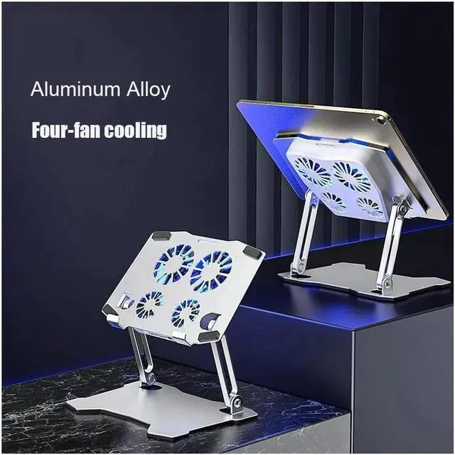 Main image of Tablet Stand Adjustable with 4 High-speed Fan, Notebook Holder : Aluminum Detachable Tablet Riser for Desk, Compatible with 10-13.3" MacBook Air Pro, More Notebooks