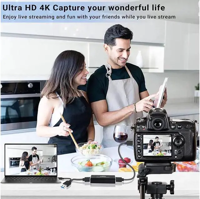Alt view image 7 of 7 - Video Capture Card, 4K HDMI Video Capture Device, 1080P HD 60fps Live and Record Video Audio Grabber for Gaming, Streaming, Teaching, Video Conference