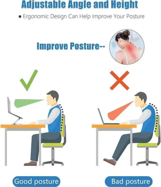 Alt view image 2 of 7 - 360° Rotating Adjustable Laptop Stand,Ergonomic Laptops Elevator for Desk, Metal Computer Riser, Foldable Computer Stand Compatible with 7 to 11 inches Tablets, 10 to 17 Inches Laptops