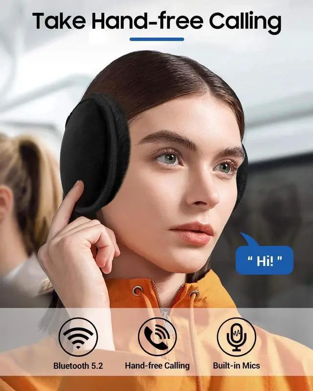 Alt view image 6 of 12 - Gemdeck Bluetooth Ear Warmers Ear Muffs Earmuffs Built-in HD Speakers for Winter