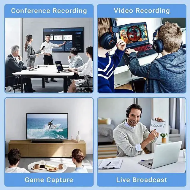 Alt view image 4 of 6 - Capture Card, Audio Video Capture Card HDMI Game Capture to USB 1080p 60fps, with Type-C to USB Cable, 4K Full HD Game Capture Low Latency Record for Live Streaming/Gameplay Console