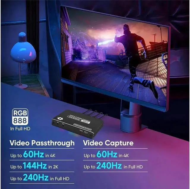 Alt view image 4 of 7 - 4K 60FPS Audio Video Capture Card,HDMI USB 3.2 Capture Adapter Video Converter 4K 60fps for Video Game Recording Live Streaming Broadcasting,Support Nintendo Switch/Game Console/Phone