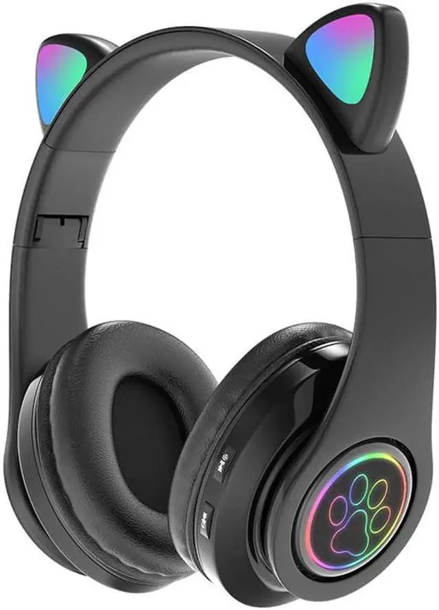 Main image of Gemdeck Cat Ear Bluetooth Headset Luminous Cat Ear Wireless Headset Pluggable Cable Black