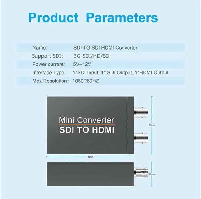 Alt view image 7 of 7 - SDI to HDMI Video Micro Converter , Mini SDI to HDMI Audio Video Converter Adaptr Support 3G-SDI, HD-SDI, SD-SDI with SDI Loopout for Camera HDTV WITH DC CABLE