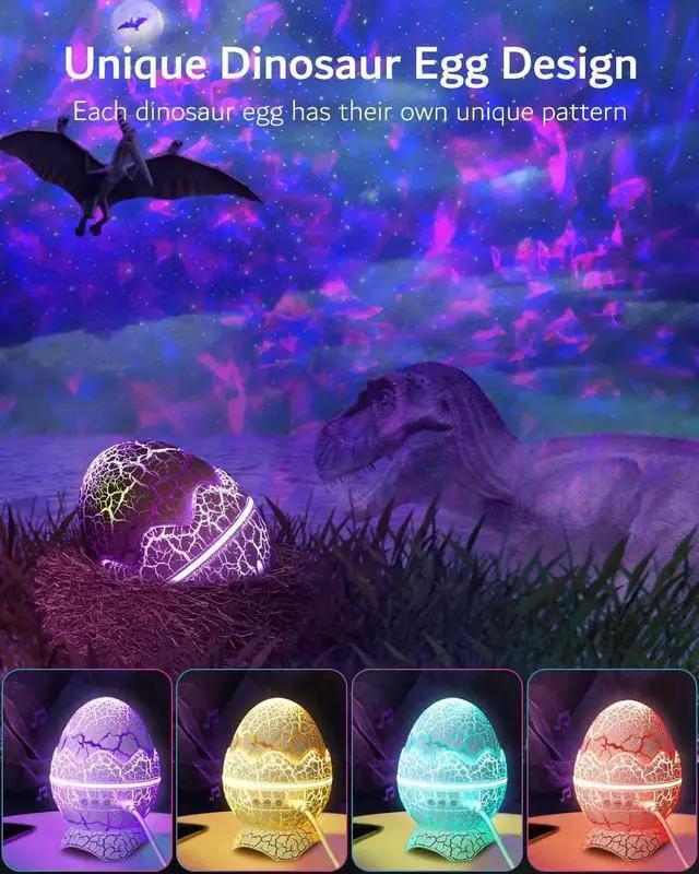 Alt view image 4 of 6 - Gemdeck Dinosaur Eggs Galaxy Star Projector, Bluetooth Nebula LED Star Light Projector for Bedroom Home Ceiling Decor Party