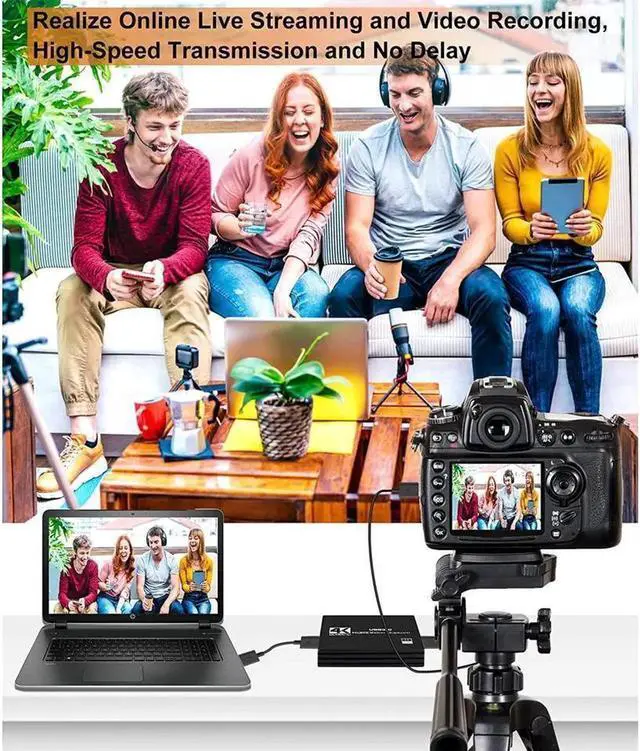 Alt view image 6 of 7 - 4K Video Capture Card, HDMI to USB/Type-C Live Gamer Capture Card Full HD 1080P 60fps, Ultra-Low Latency for Streaming and Recording, Work with Nintendo Switch, PS5, PS4, Xbox One, PC
